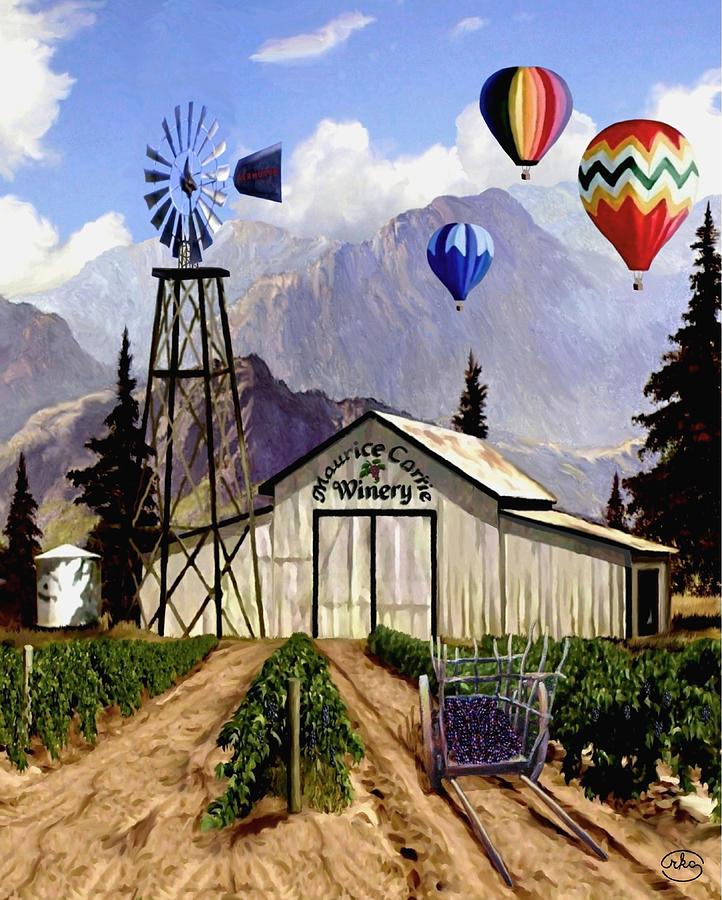 Balloons Over the Winery Painting by Ron Chambers