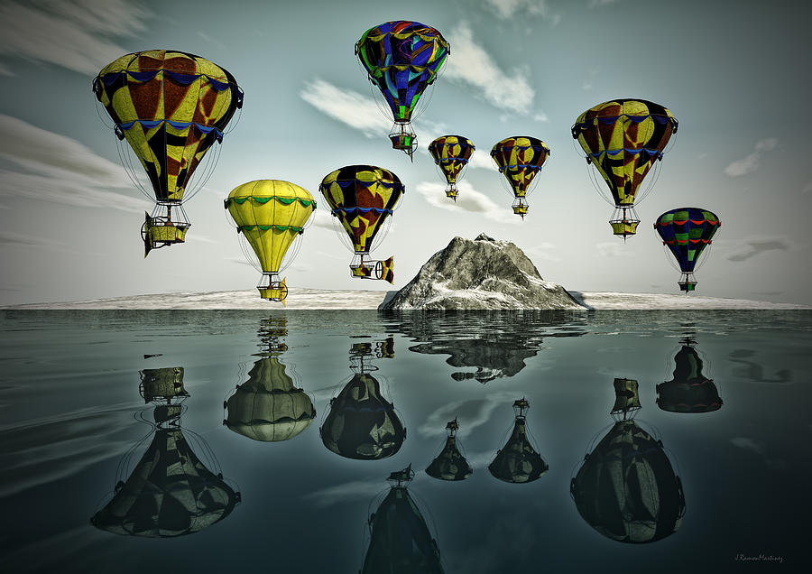 Landscape Digital Art - Balloons by Ramon Martinez