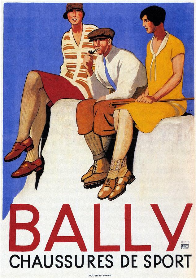 Bally Chaussures de Sport - Vintage Shoes Advertising Poster Mixed Media by Studio Grafiikka
