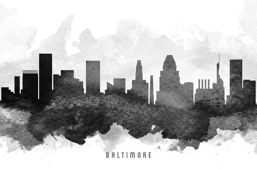 Baltimore Painting - Baltimore Cityscape 11 by Aged Pixel