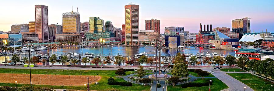 Baltimore Evening Panorama Photograph by Frozen in Time Fine Art Photography