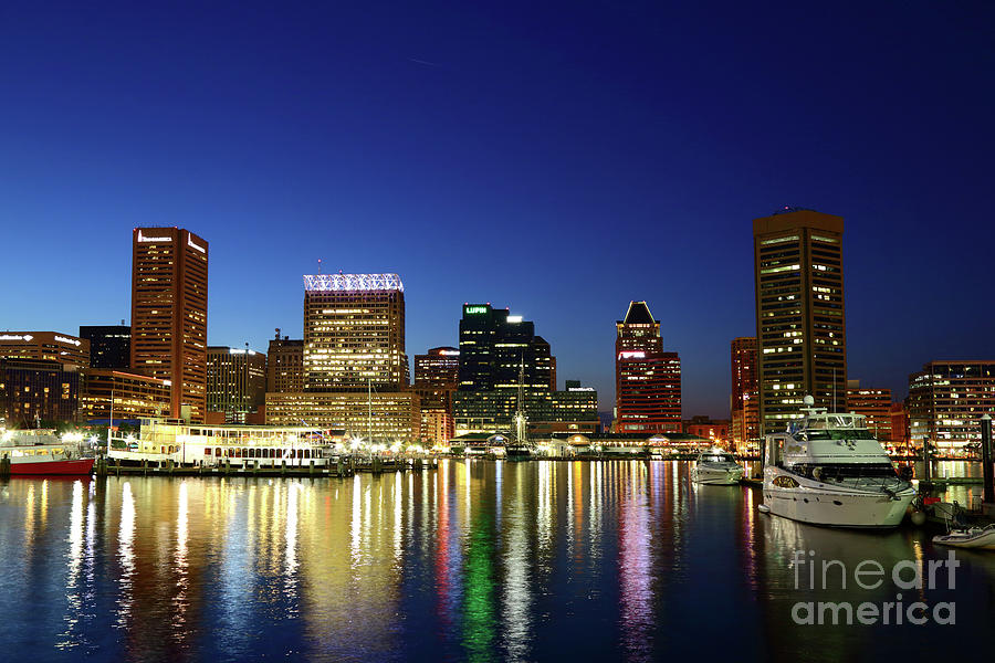 Baltimore Inner Harbor Reflections at Twilight Photograph by James Brunker
