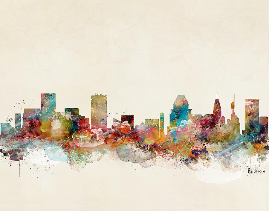 Baltimore Skyline Painting - Baltimore Maryland by Bri Buckley