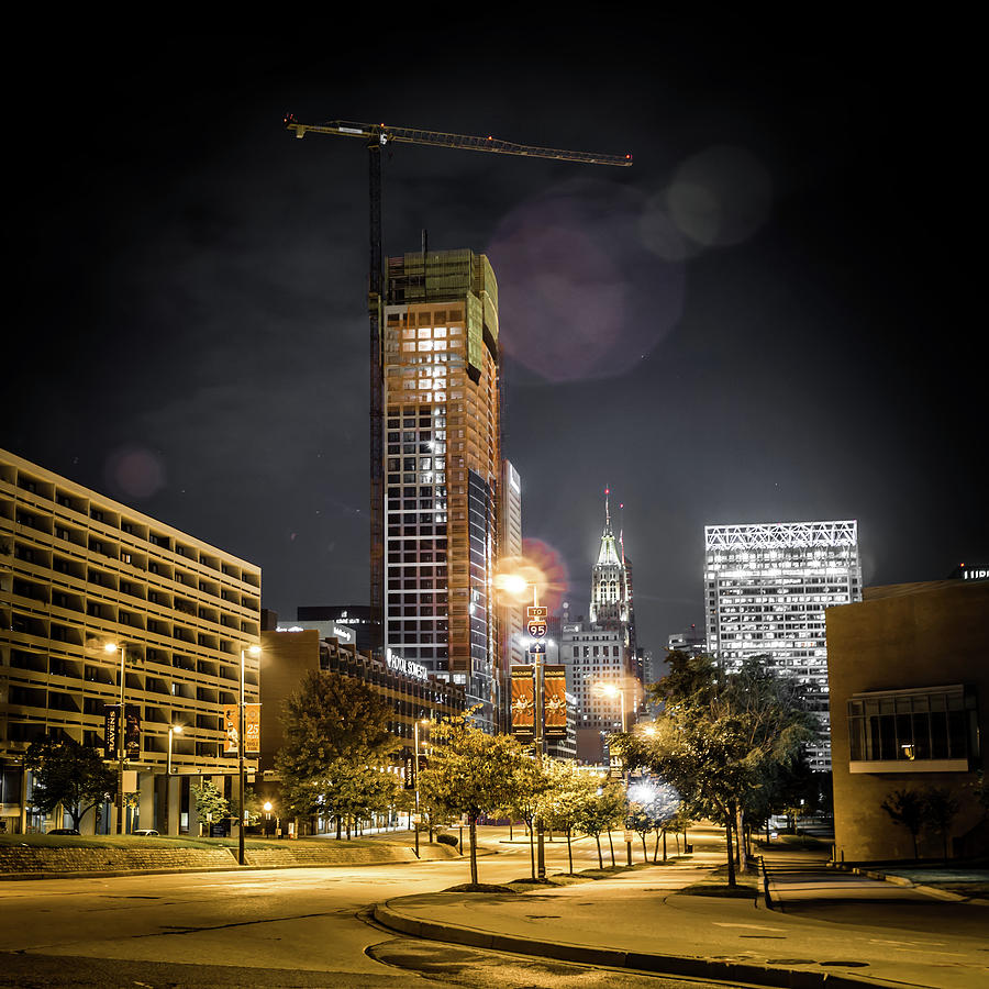 Baltimore Maryland City Streets And Skyline At Night Photograph by Alex Grichenko