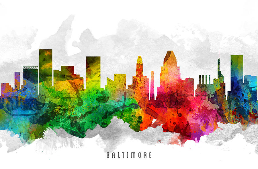 Baltimore Painting - Baltimore Maryland Cityscape 12 by Aged Pixel