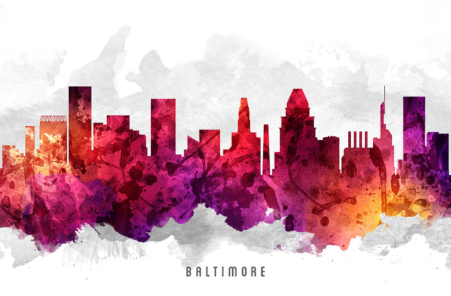 Baltimore Painting - Baltimore Maryland Cityscape 14 by Aged Pixel