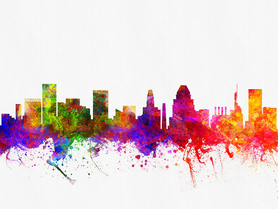Baltimore Digital Art - Baltimore Maryland skyline color02 by Aged Pixel