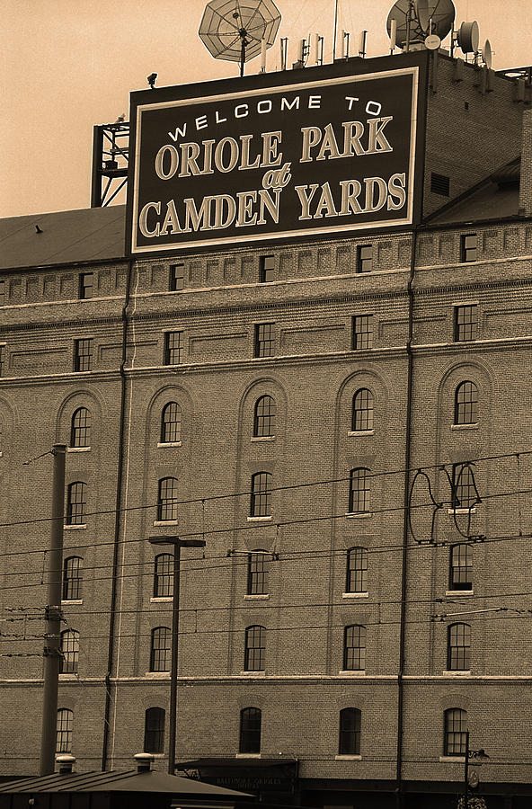 Architecture Photograph - Baltimore Orioles Park at Camden Yards Sepia #2 by Frank Romeo