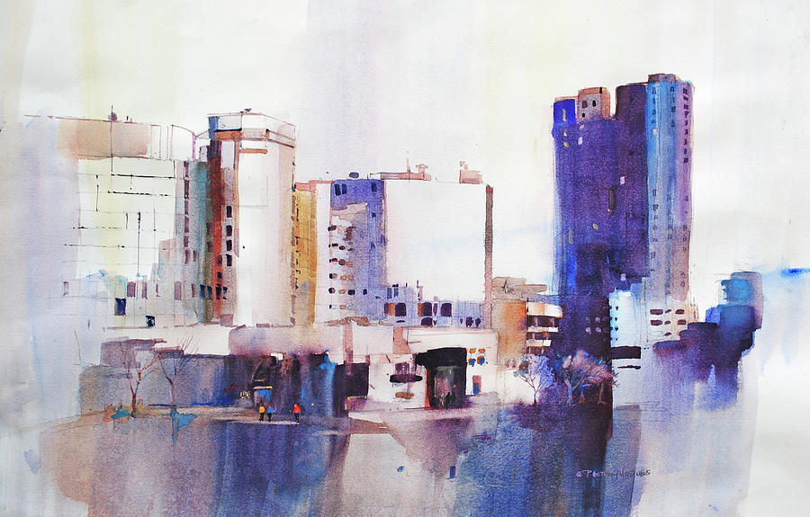 Baltimore Plaza Painting by P Anthony Visco