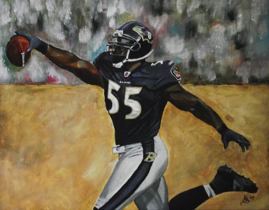 Football Painting - Baltimore Ravens Terrell Suggs by Kim Selig