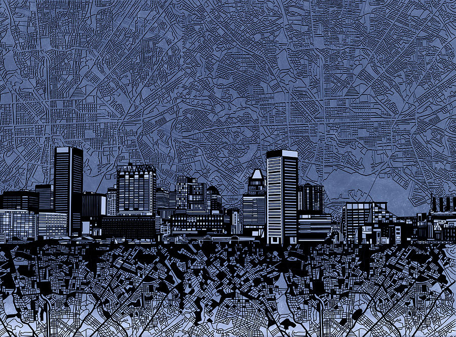 Baltimore Skyline Abstract 10 Painting by Bekim M