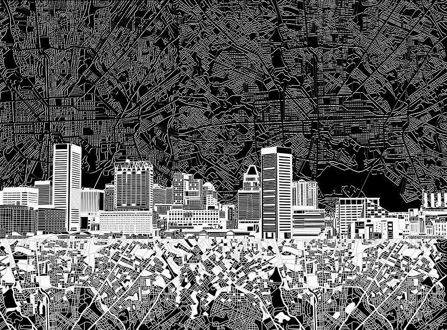 Baltimore Skyline Abstract 12 Painting by Bekim M