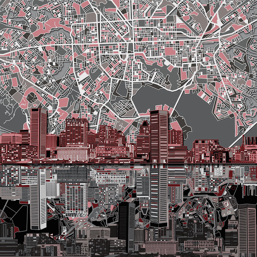 Baltimore Skyline Abstract Painting