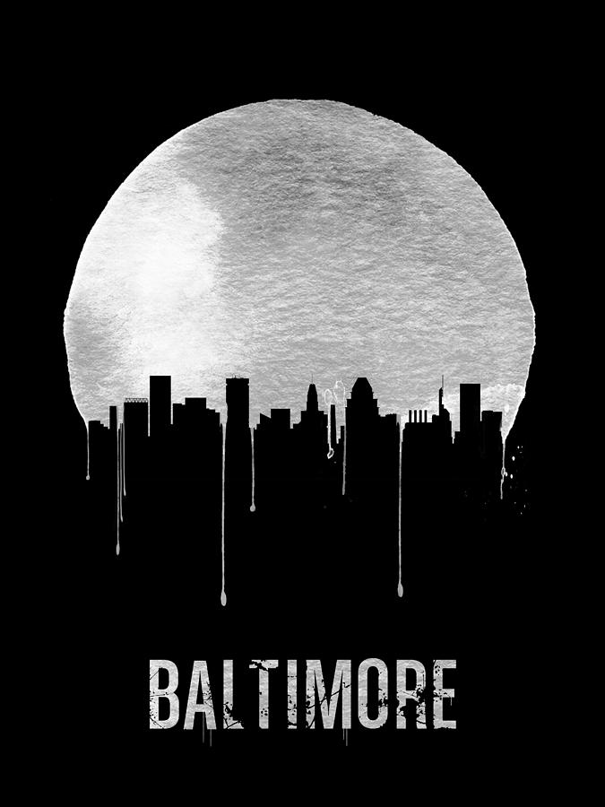 Baltimore Painting - Baltimore Skyline Black by Naxart Studio