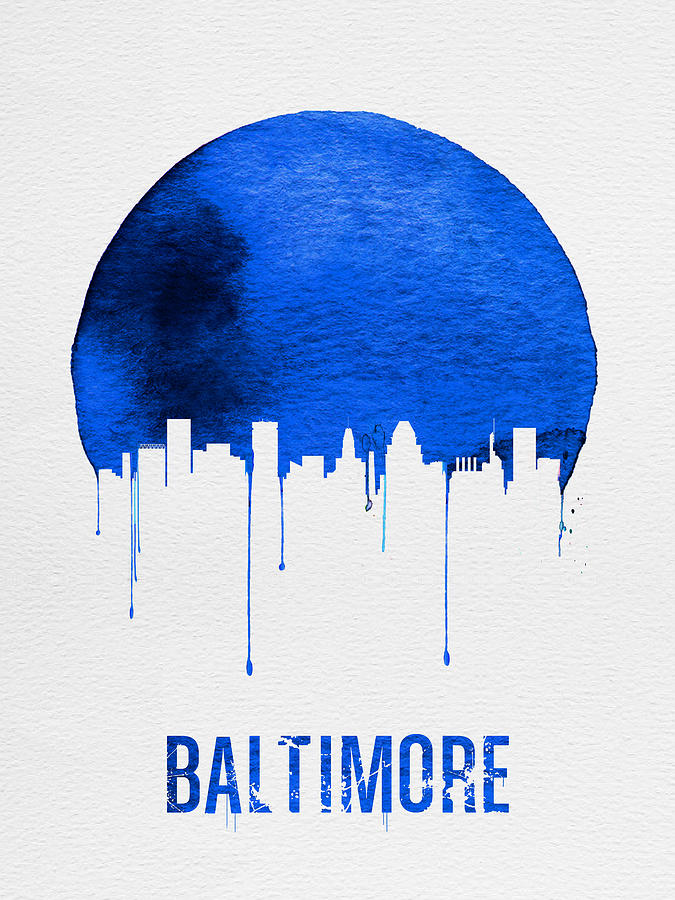 Baltimore Painting - Baltimore Skyline Blue by Naxart Studio
