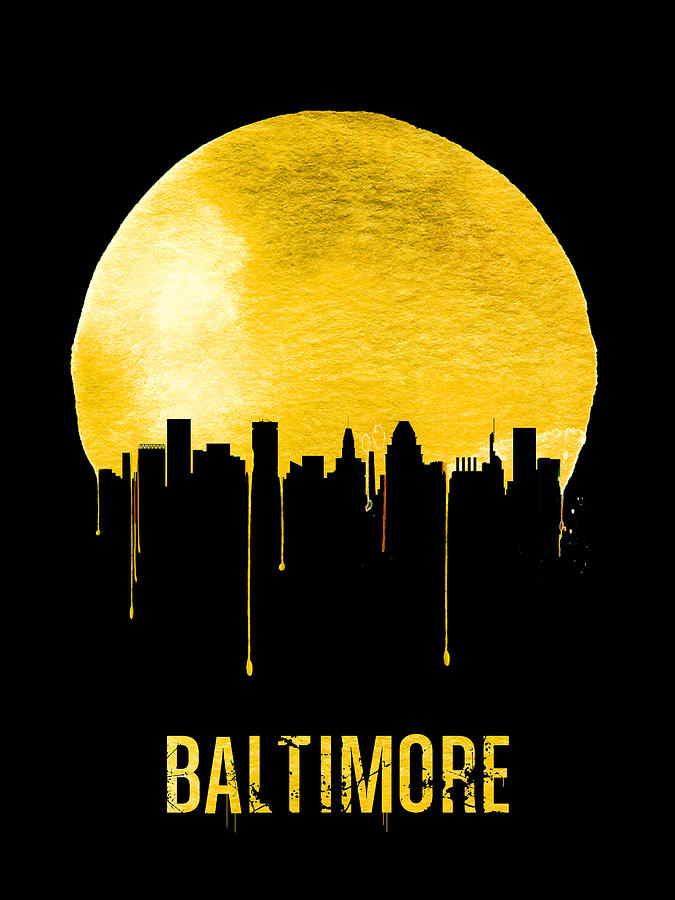 Baltimore Painting - Baltimore Skyline Yellow by Naxart Studio