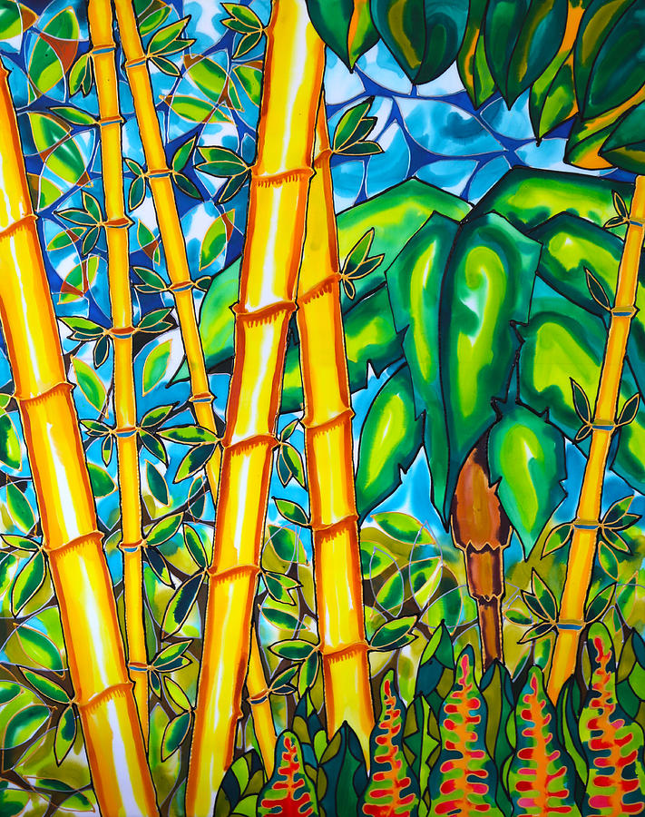 Bamboo and Banana Leaf Caye Caulker Belize Painting by Lee Vanderwalker ...