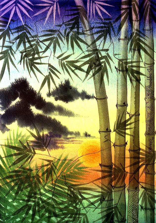 Bamboo at Sunset Painting by Jennifer Baird