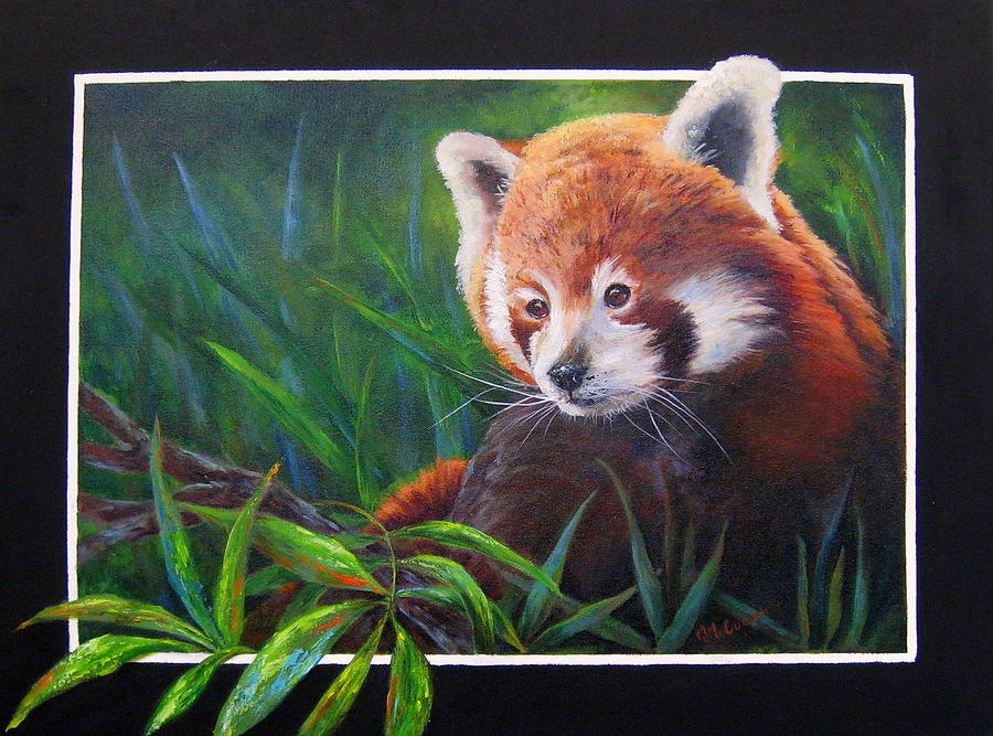 Bamboo Basking--Red Panda Painting by Mary McCullah