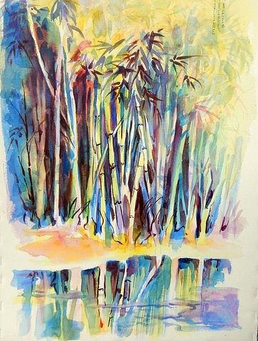 Bamboo Forest Chi Painting by Caroline Patrick