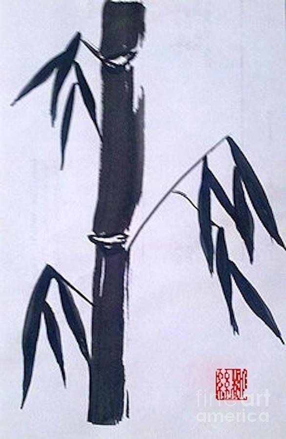 Bamboo in Black and White Painting by Margaret Welsh Willowsilk