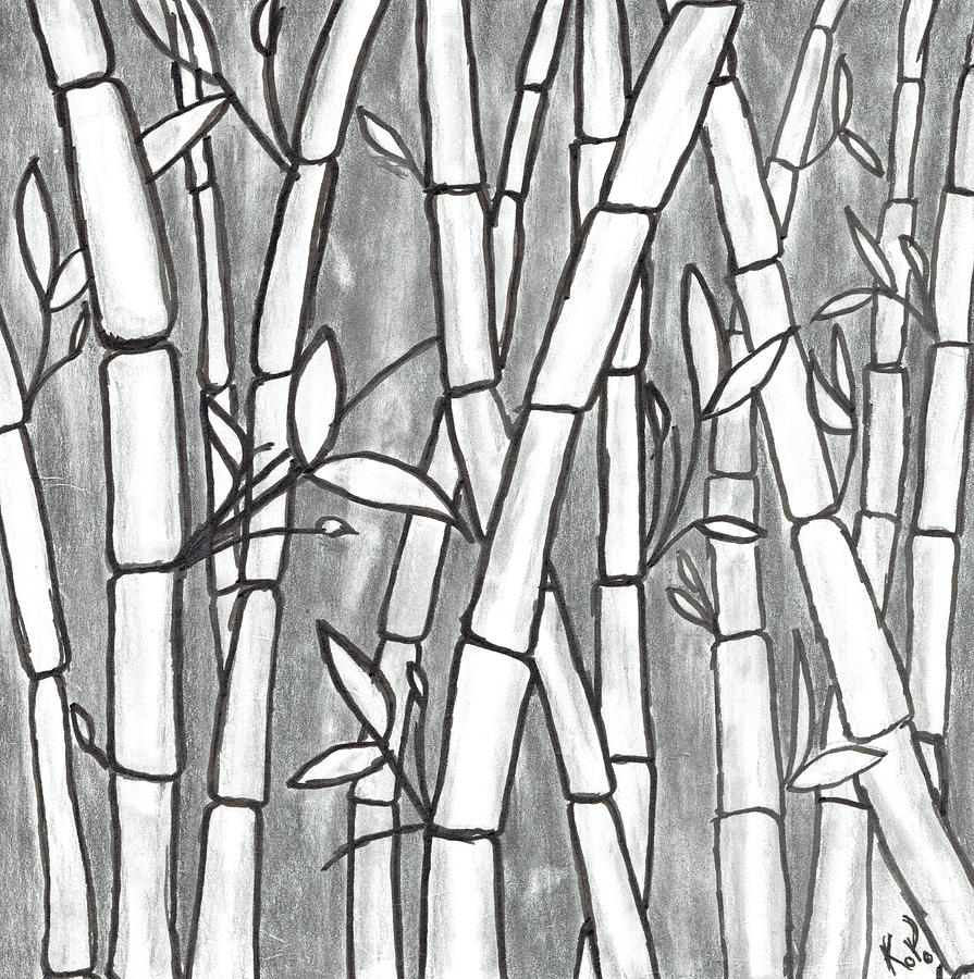 Bamboo Tree 02 - 22in X 28in,ART_VASH08_2228,Artist Vibha  Singh,Flower,Floral,Tree,Beauty of tree,