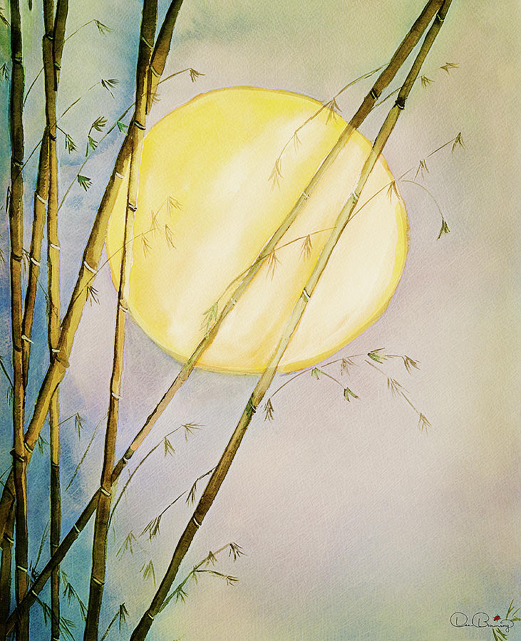 Bamboo Moon watercolor painting Painting by Dee Browning - Fine Art America