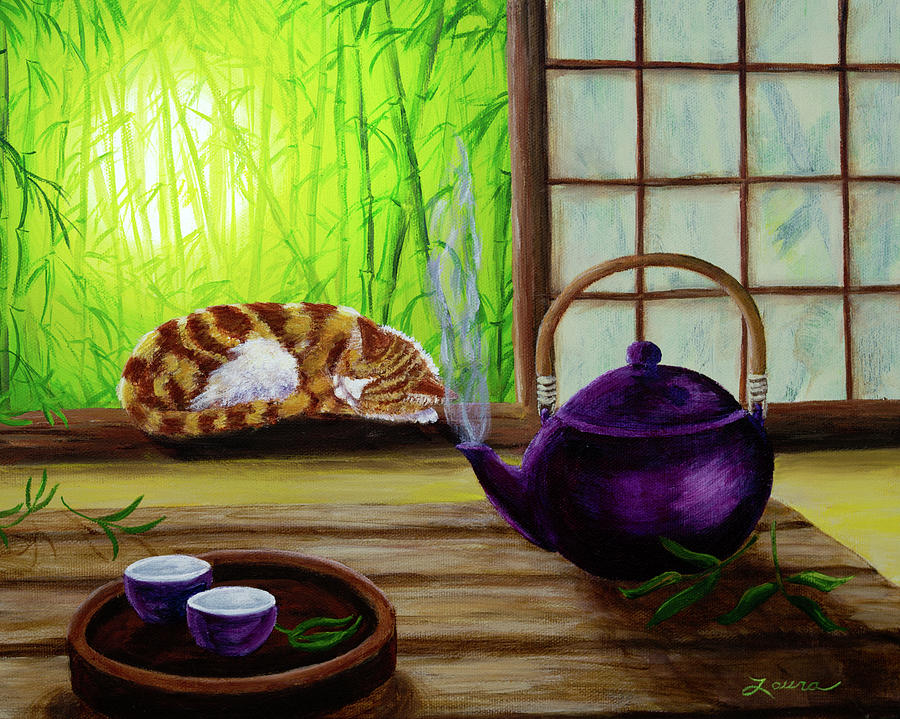 Bamboo Morning Tea Painting by Laura Iverson