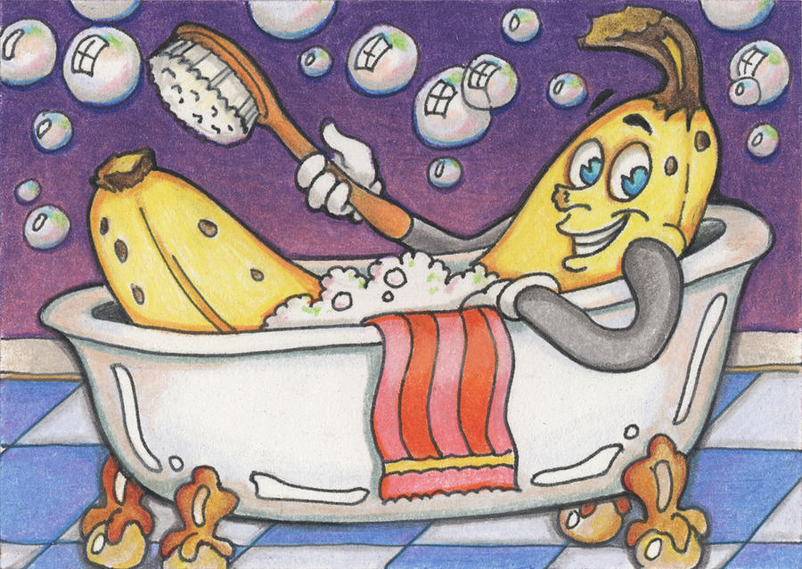 Banana Bubble Bath Drawing by Amy S Turner - Pixels