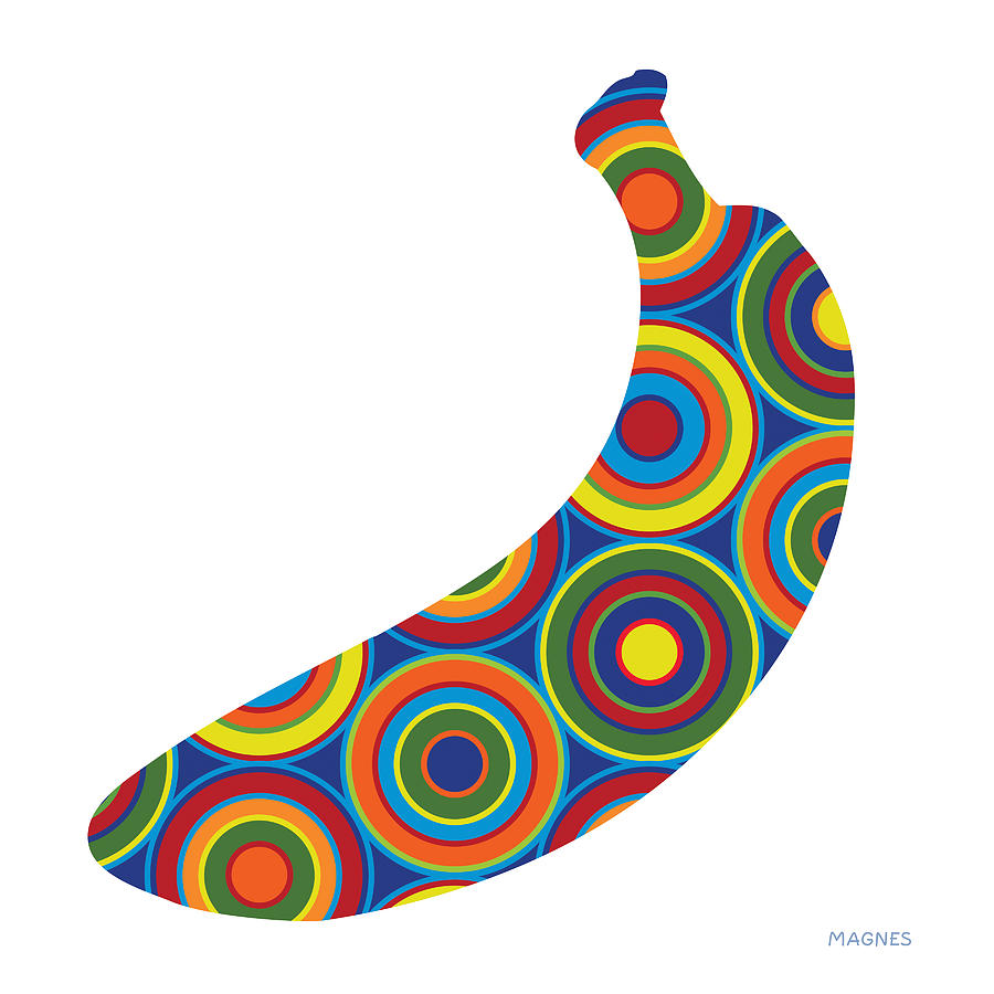 Banana with Circles Digital Art by Ron Magnes