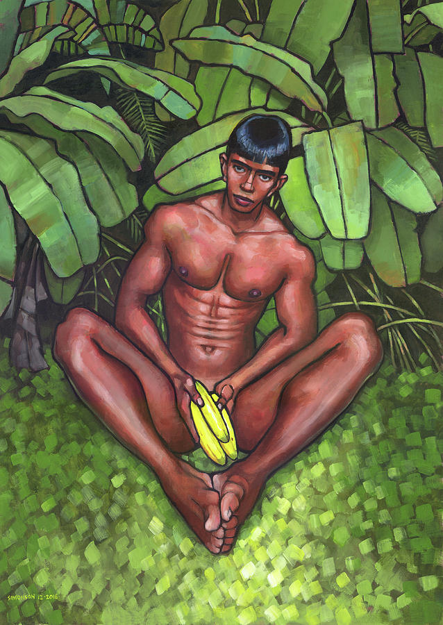 Male Nude Painting - Bananas by Douglas Simonson Male Nude Painting - Bananas by Douglas Simonson