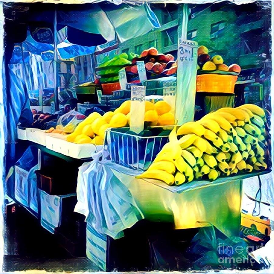 Bananas in Yellow and Blue Photograph by Miriam Danar