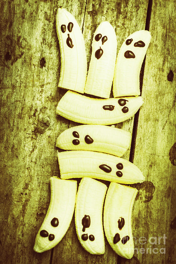 Halloween Photograph - Bananas with painted chocolate faces by Jorgo Photography