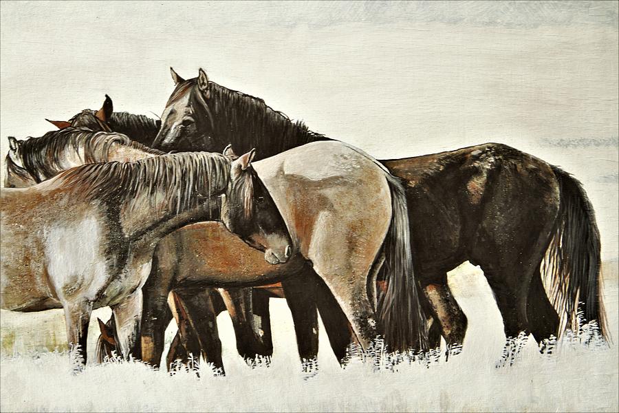 Horse Painting - Band O Five - mustangs by Susie Gordon