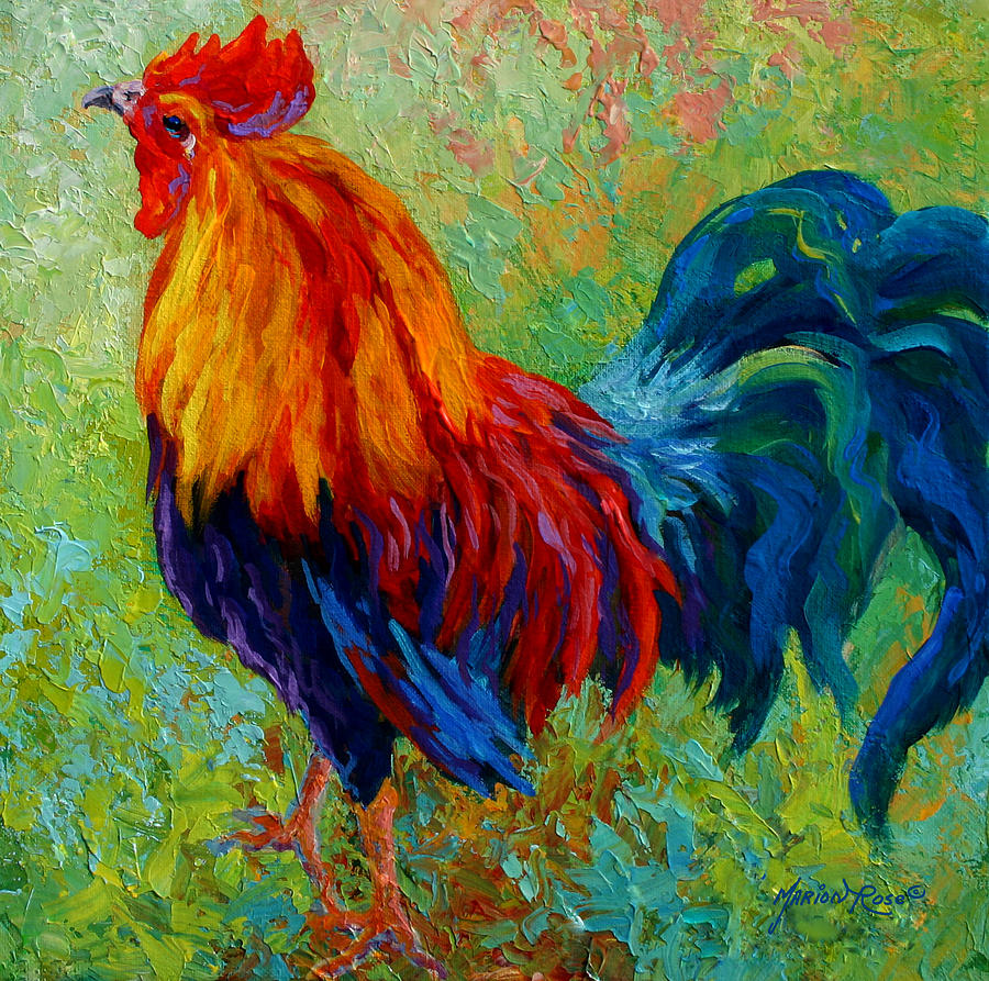 Rooster Painting - Band Of Gold by Marion Rose
