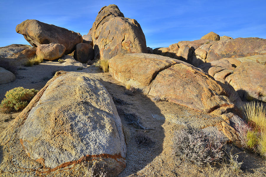 Banded Boulder at Sunset in the Alabama Hills Photograph by Ray Mathis