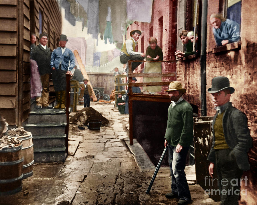 Vintage Photograph - Bandits Roost by Jacob Riis Colorized 20170701 by Wingsdomain Art and Photography