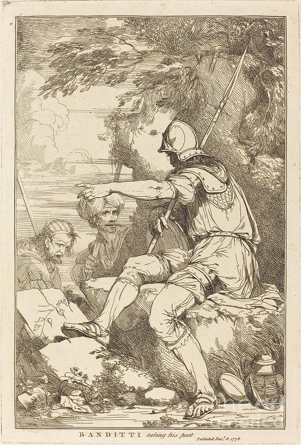 Banditti Taking His Post Drawing by John Hamilton Mortimer