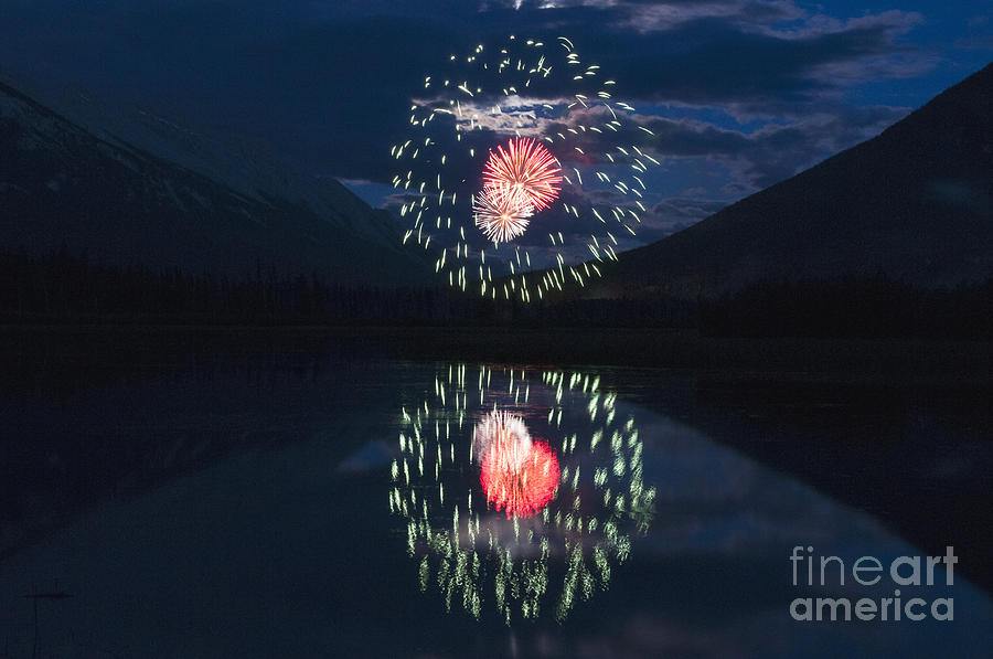 Banff Fireworks  Photograph by Vivian Christopher
