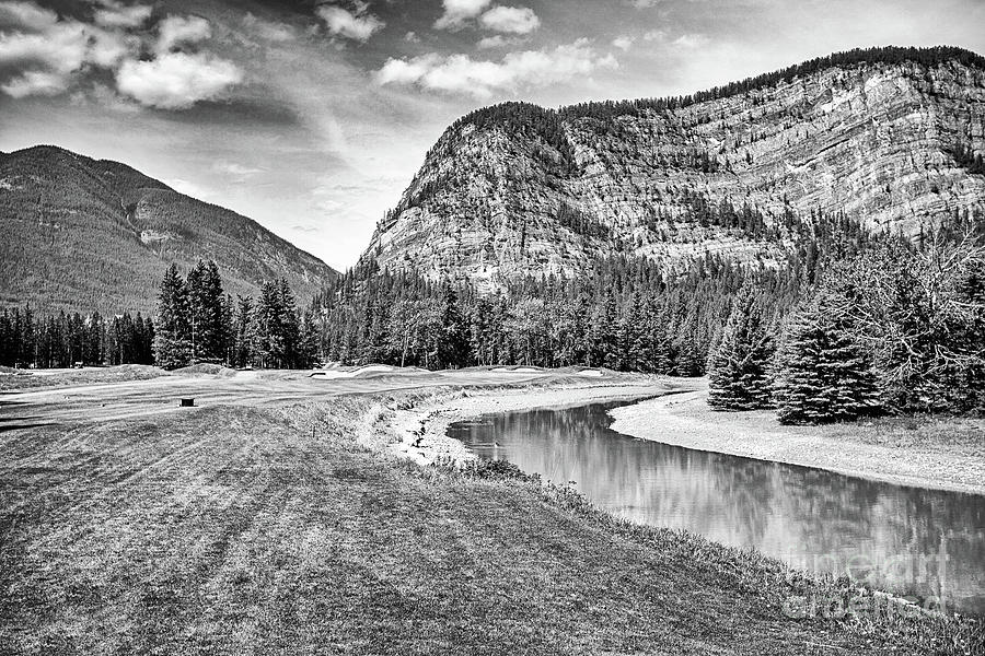 Banff Springs Beauty - 10th Hole Par 3 BW Photograph by Scott Pellegrin