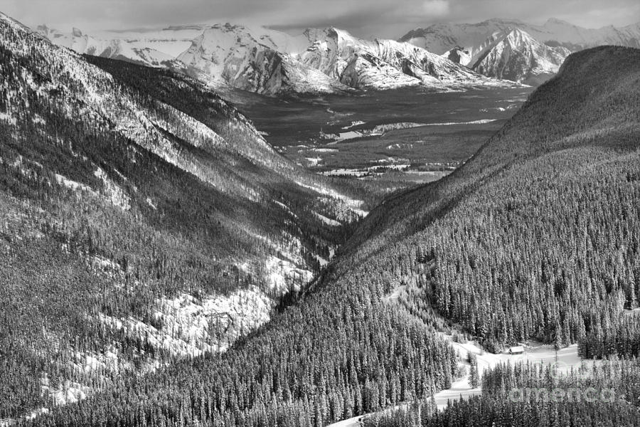 Banff Valleys And Peaks Black And White Photograph by Adam Jewell