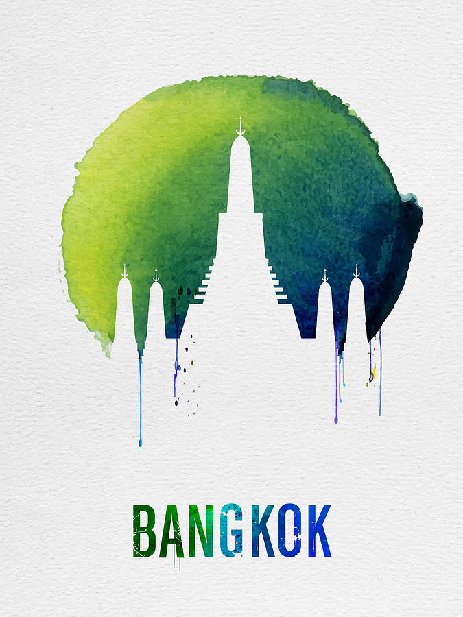Skyscraper Digital Art - Bangkok Landmark Blue by Naxart Studio