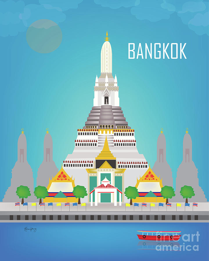 Anniversary Gift Digital Art - Bangkok Thailand Vertical Scene by Karen Young