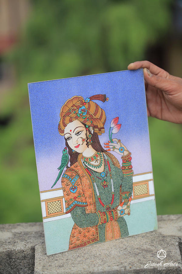 Malachite Painting - Bani Thani Parrot by Jitesh Arts