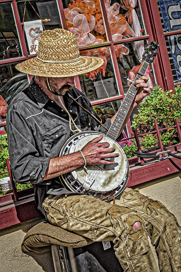 Banjo Photograph - Banjo Man Orange by Jim Thompson