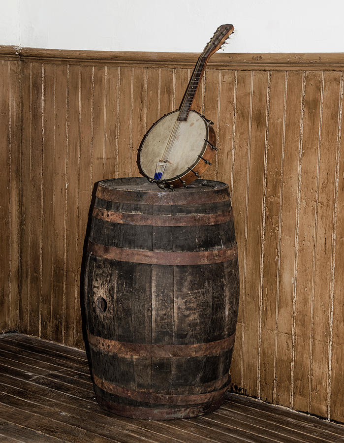 Banjo Mandolin on a old Beer Keg Photograph by Bill Cannon