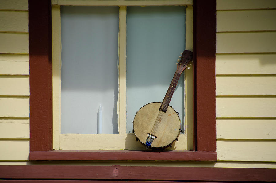 Banjo Mandolin on a Window Sill Photograph by Bill Cannon