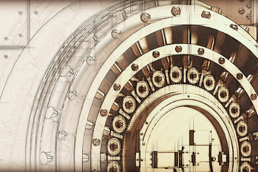 Bank Vault Door and Lock Digital Art by Serge Averbukh