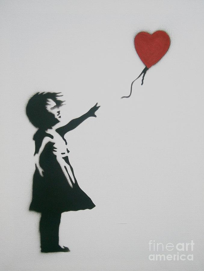Banksy, Girl with Balloon Painting by Neal Crossan