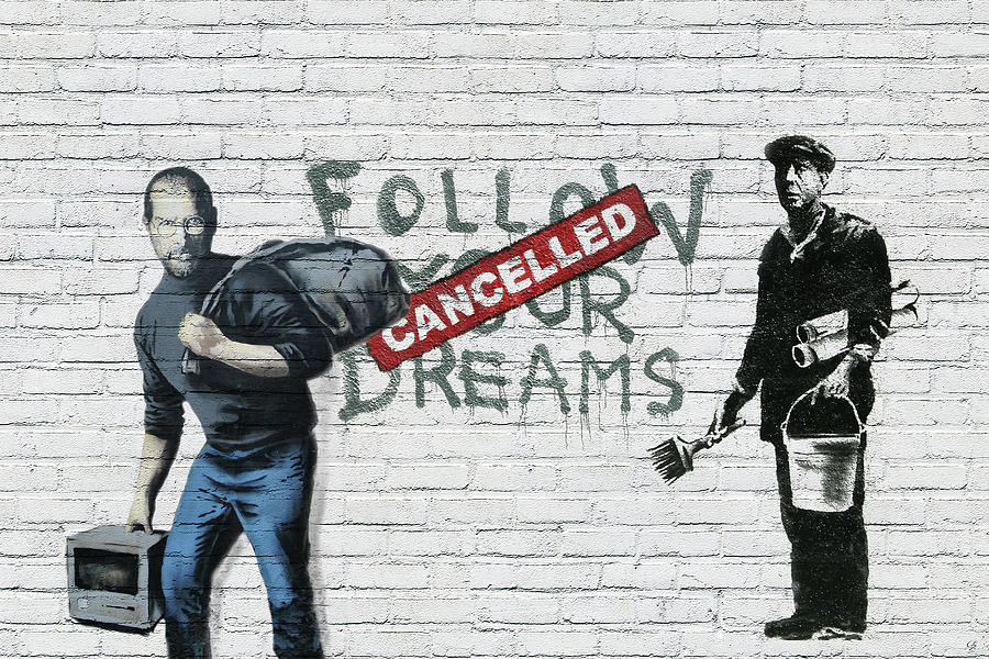Banksy - The Tribute - Follow Your Dreams - Steve Jobs Digital Art by Serge Averbukh